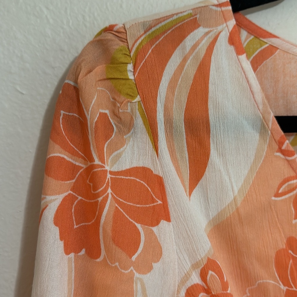 O'Neill Floral V-Neck Crop Top - Orange and White L - Picture 7 of 15